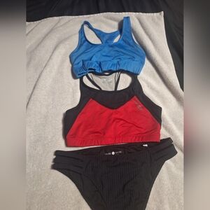 Shade & Shore Blue and Red Sports Bra Set